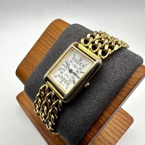 LA Express Women's Faded Gold Tone Rhinestone Roman Numeral Quartz Watch